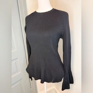 Diane Von Furstenberg Black Ribbed Sweater Top